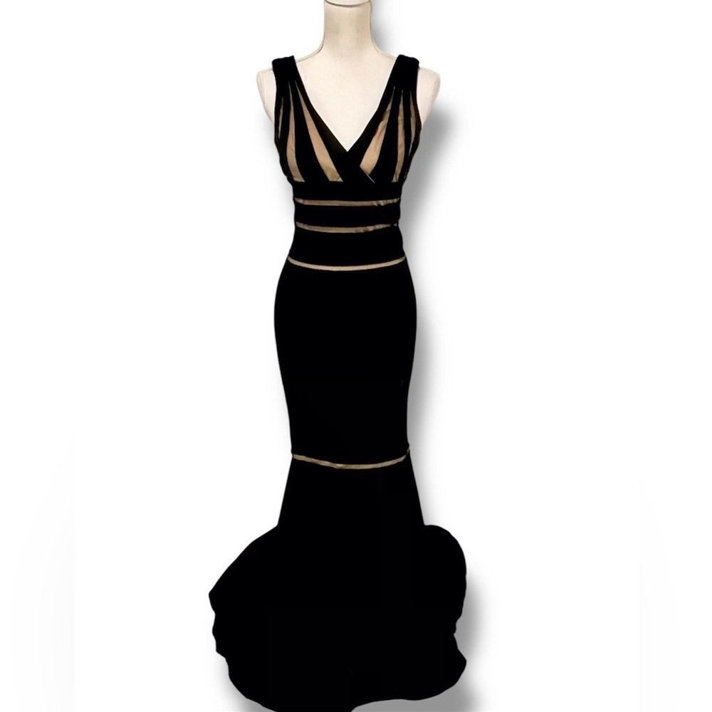 JS Collections Illusion Stripe Mermaid Gown.